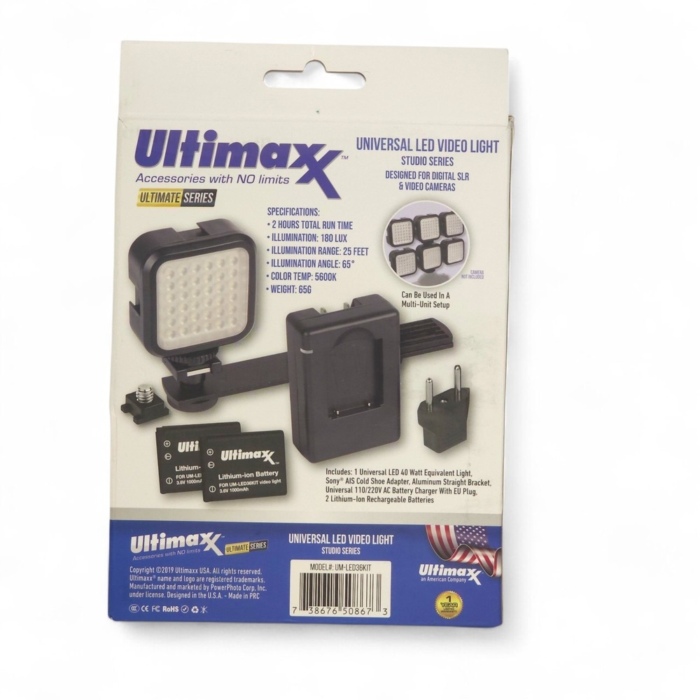Ultimaxx Universal LED Video Light Kit 40W 5600K for DSLR Mirrorless Vlogging